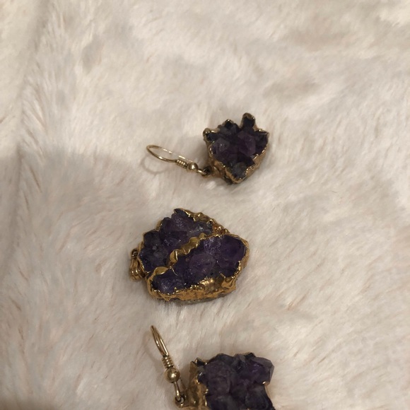 Amethyst Stone set in 14K Gold 3 piece set - Picture 8 of 8